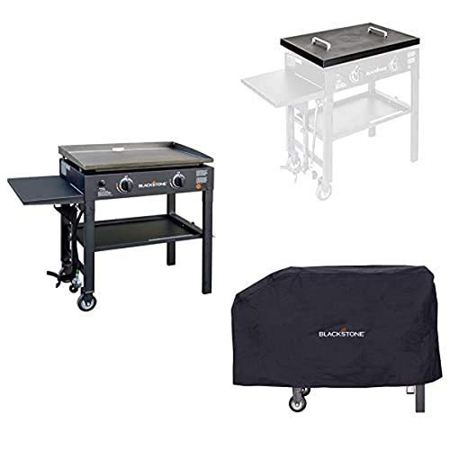 28 inch Outdoor Flat Top Gas Grill Griddle Station with Hard Top Cover and Heavy Duty Griddle Cover L480