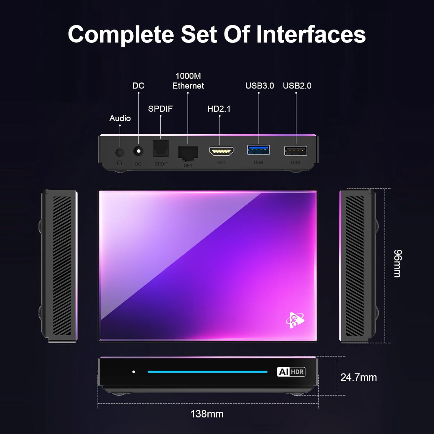 Android TV Box 8GB RAM 128GB ROM Android 14 WIFI6 1000M Ethernet BT5.4 P330