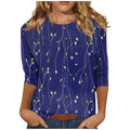 3/4 Sleeve Round Neck Loose Casual Floral Print Blouses O9471