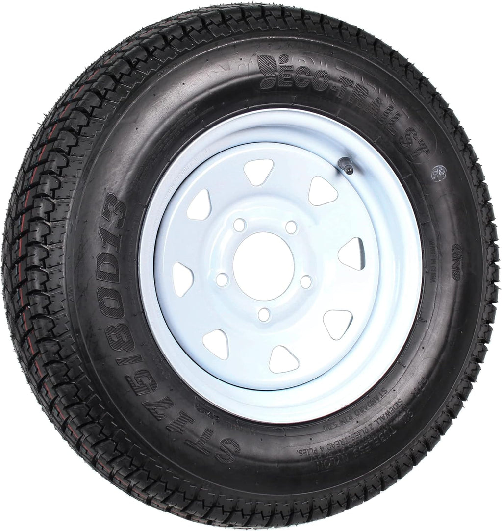 2-Pk Trailer Tire On Rim ST175/80D13 175/80 13 in. LRC 5 Hole White Spoke Wheel R985