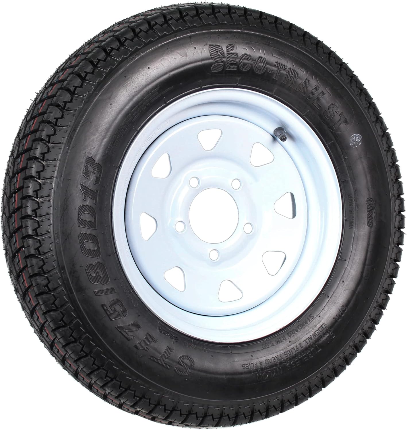 2-Pk Trailer Tire On Rim ST175/80D13 175/80 13 in. LRC 5 Hole White Spoke Wheel R985