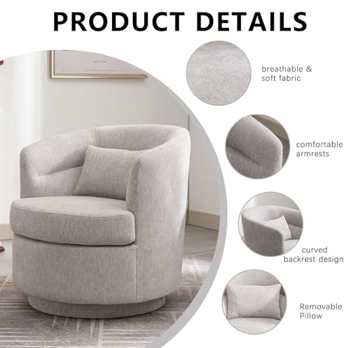Grey Swivel Barrel Chair with Pillow G6965