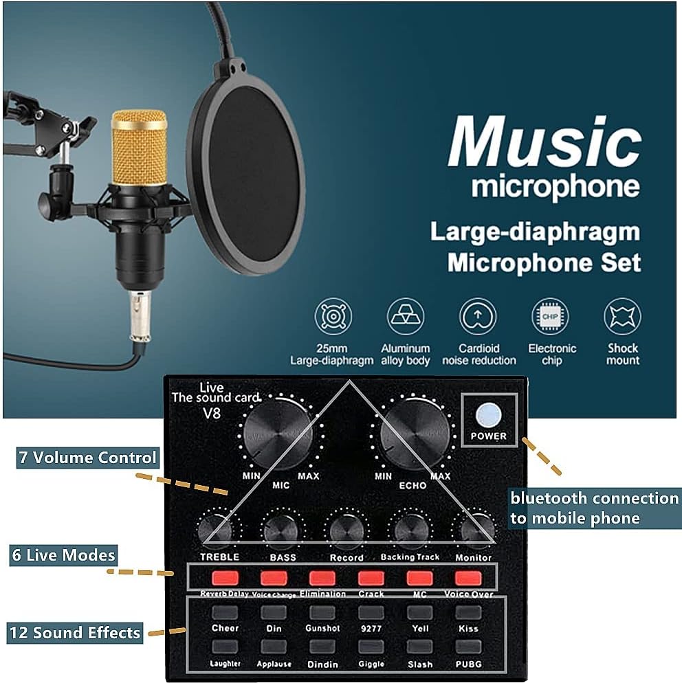 Podcast Equipment Bundle with Voice Changer Live Sound Card Audio Interface Pack of 2 Y52459