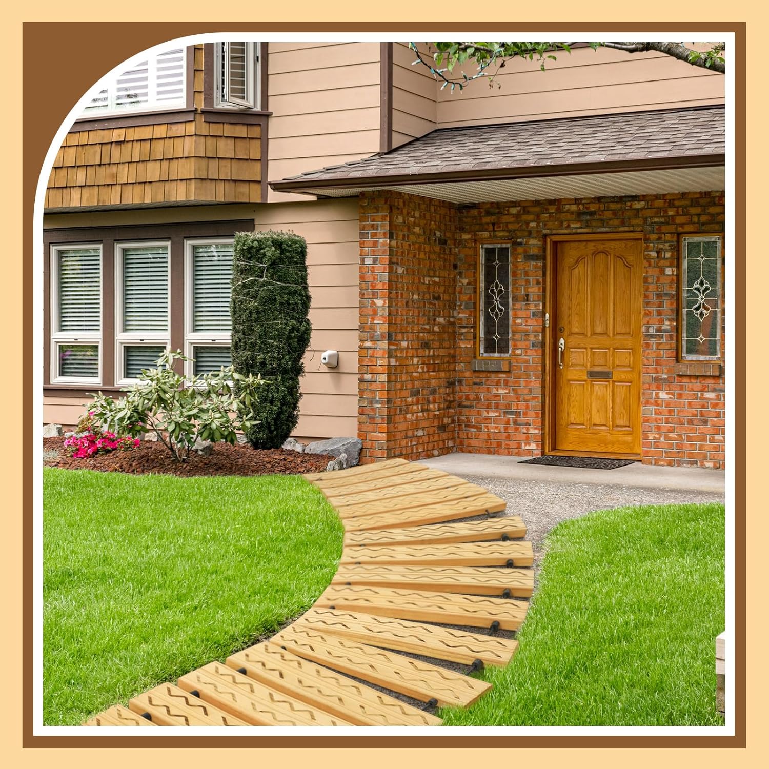8 ft Non Slip Wooden Garden Pathway E8687