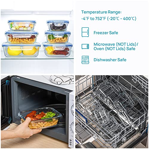 8 Pack Glass Meal Prep Container with Lids X337593