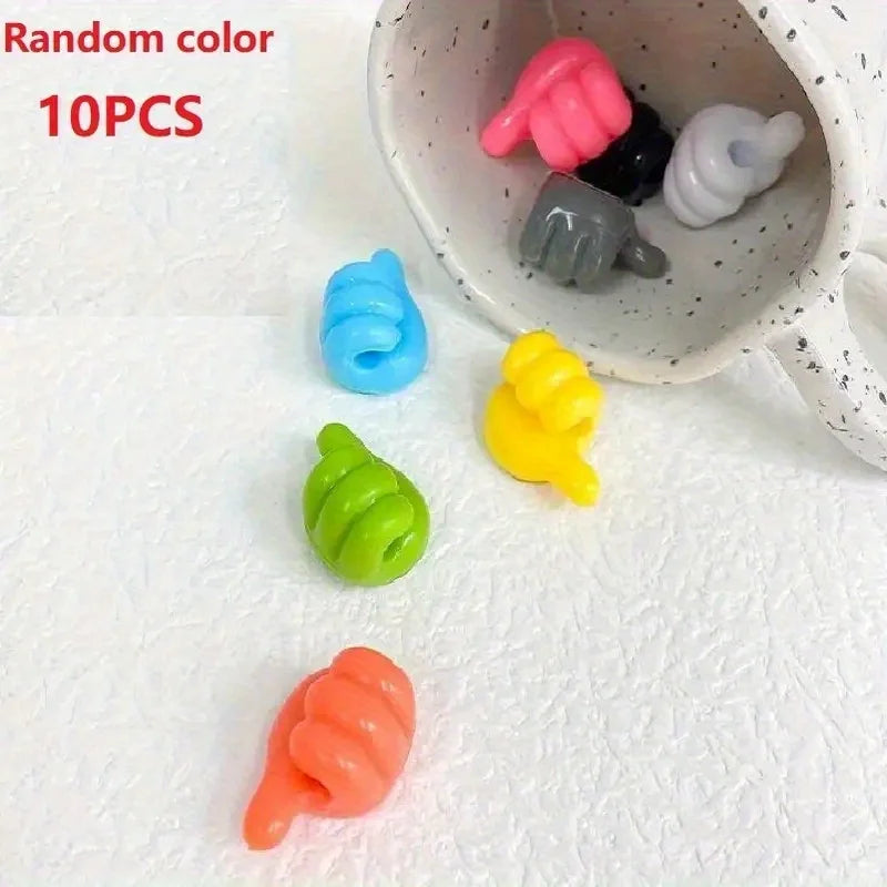 10 Pcs Silicone Wall Hook Adhesive Cable Clip Key Hanger Q36726