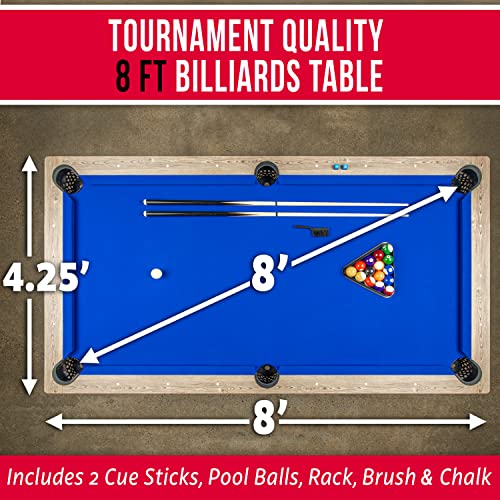 8 ft Pool Table with Wood Finish R201