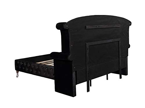 Queen Tufted Upholstered Bed Black V538