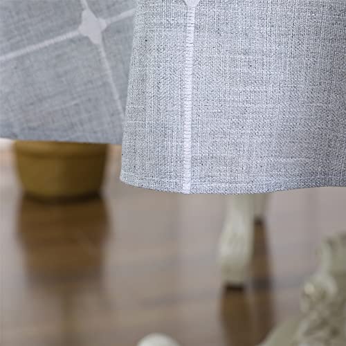 Grey Checkered Cotton Linen Tablecloth 70 inches C9732