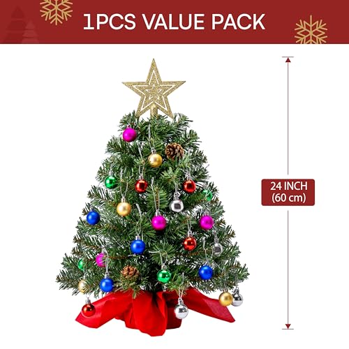 24" Mini Christmas Tree Tabletop Set with Clear LED Lights Z587393