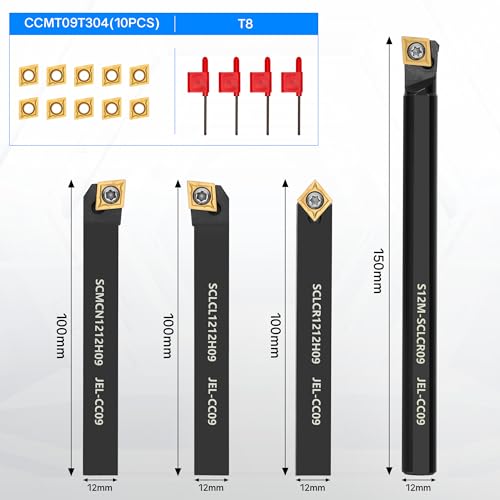 21Pcs 3/8'' 10mm Shank Carbide Turning Tool Set with 14Pcs Inserts W293330