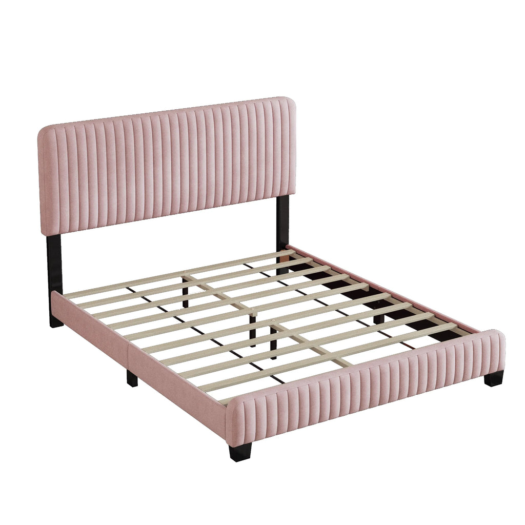 Pink Velvet Upholstered Platform Bed G865908