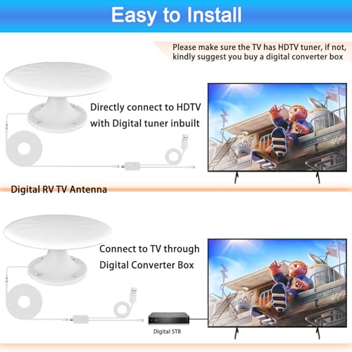 720° Long Range Omni Directional Digital HD TV Antenna with Signal Booster and 35ft Cable N4882