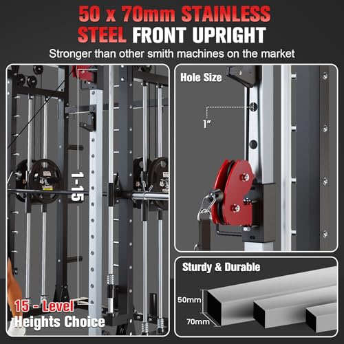 Smith Machine Squat Rack with LAT-Pull Down System & Cable Crossover Machine O907590