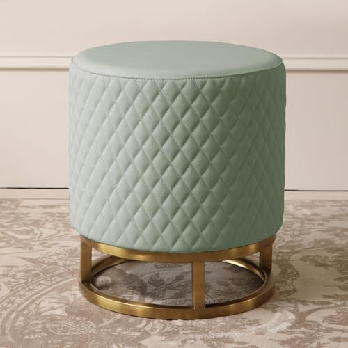 White Faux Leather Round Vanity Stool O523187