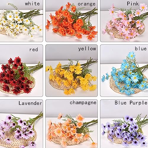 12 Bundles Artificial Silk Daisy UV Resistant Outdoor Fake Wildflowers with Stems Greenery Shrubs Plants (orange) N9596