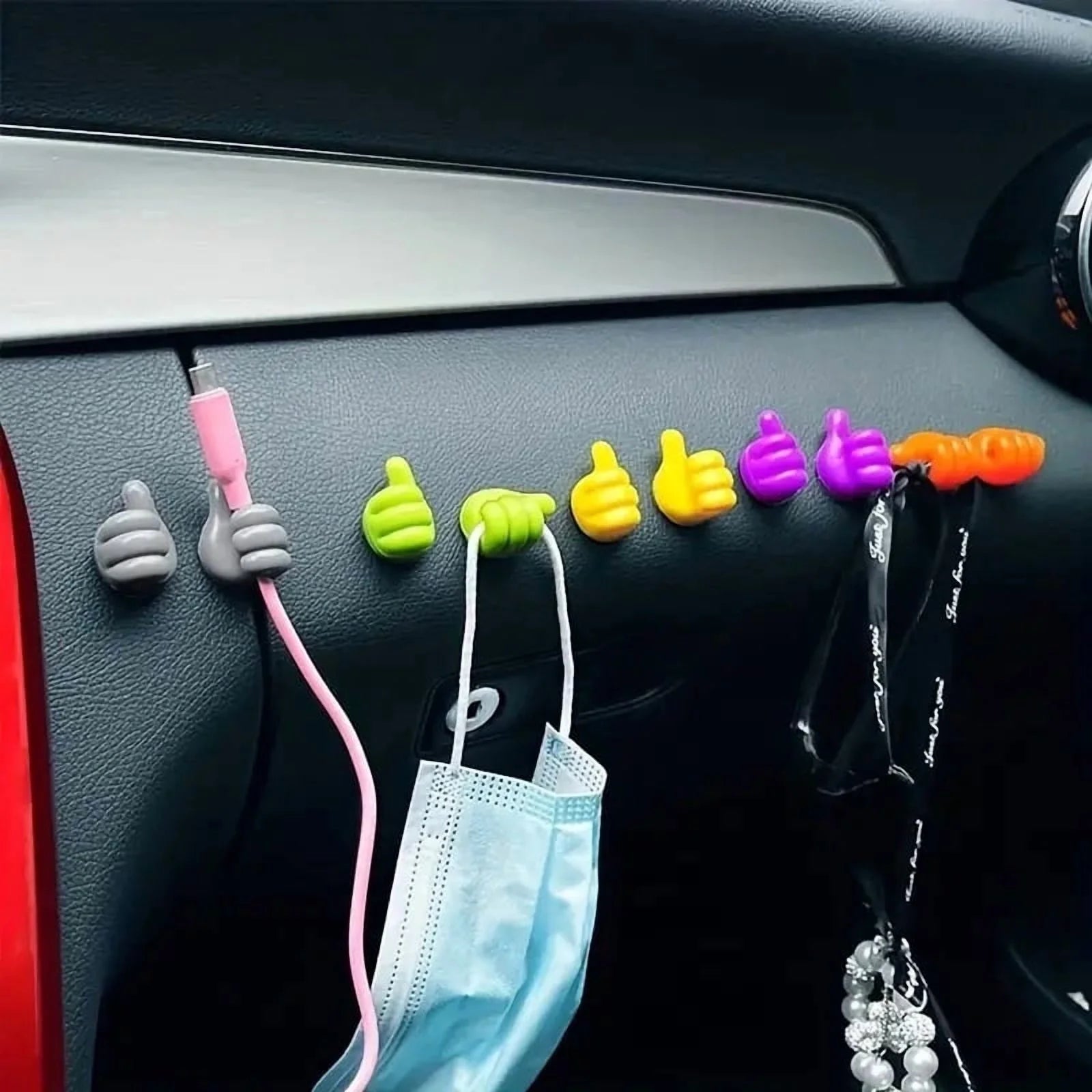 10 Pcs Silicone Wall Hook Adhesive Cable Clip Key Hanger Q36726