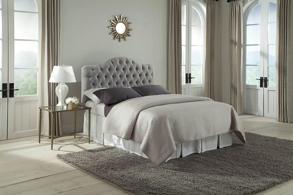 Upholstered Adjustable Headboard Panel with Solid Wood Frame and Button-Tufted Design - Putty Finish - Twin H6856