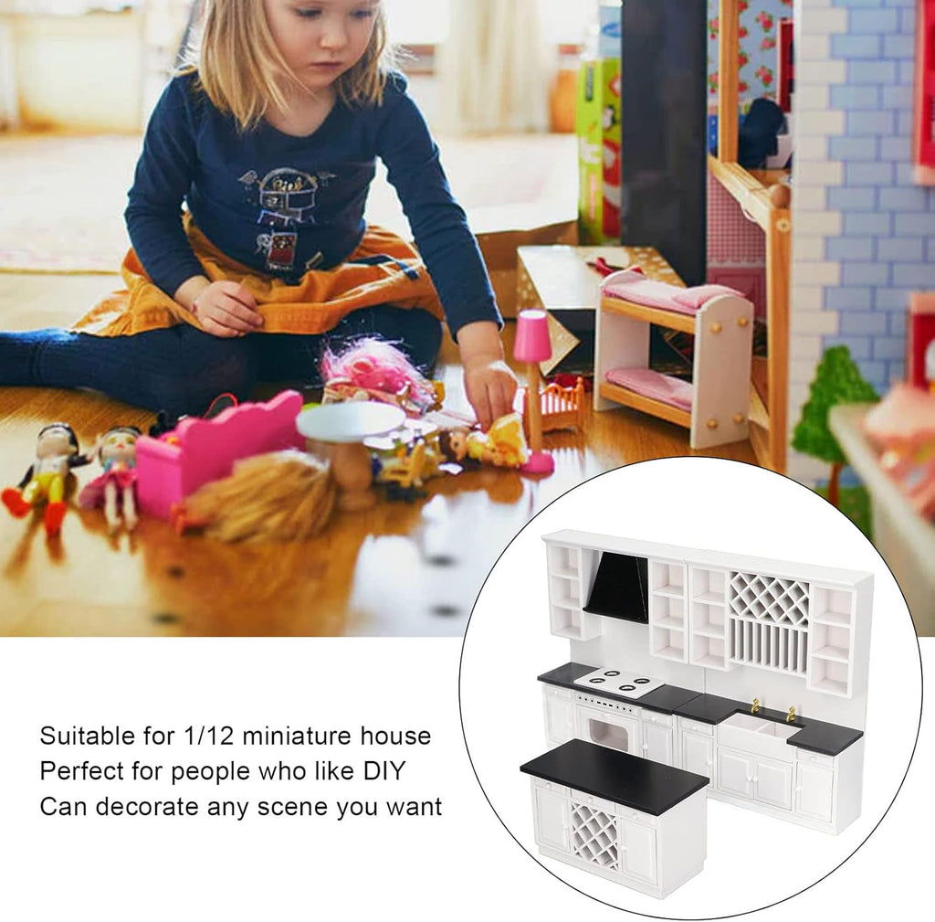1/12 Birch Wood Miniature Kitchen Cabinet Set R36657