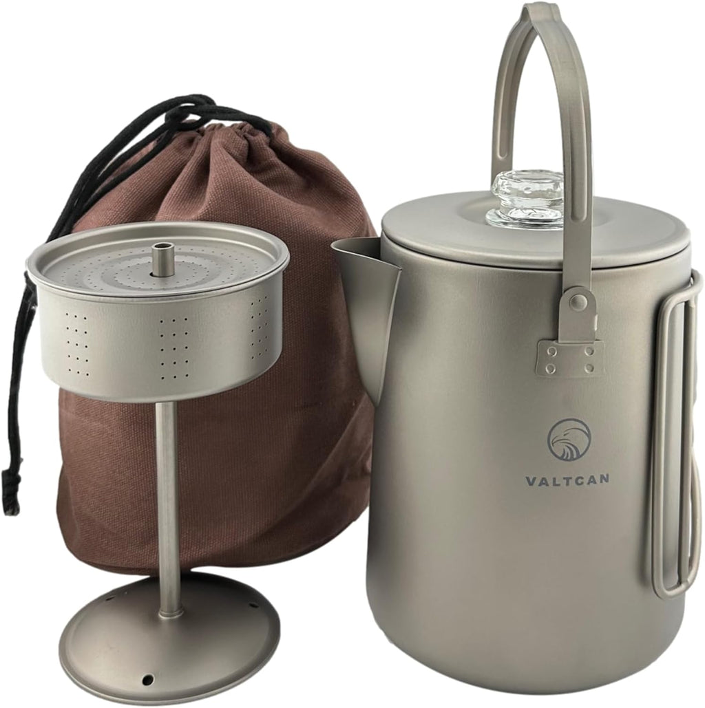 Titanium Percolator Coffee Maker Pot 1.5L 50 fl oz 6 Cup Capacity Glass Knob B822328