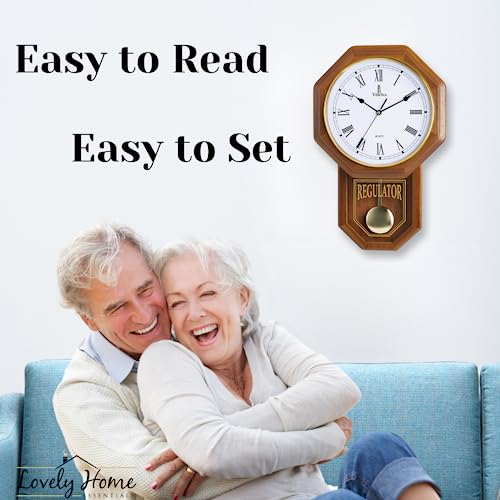 Wooden Pendulum Wall Clock Battery Operated R784