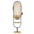 Oak Beige and Ink Black Full-Length Floor Mirror U388