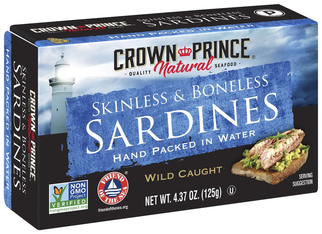 Natural Skinless Boneless Sardines in Water, 4.37 oz Cans (Pack of 12) A9038