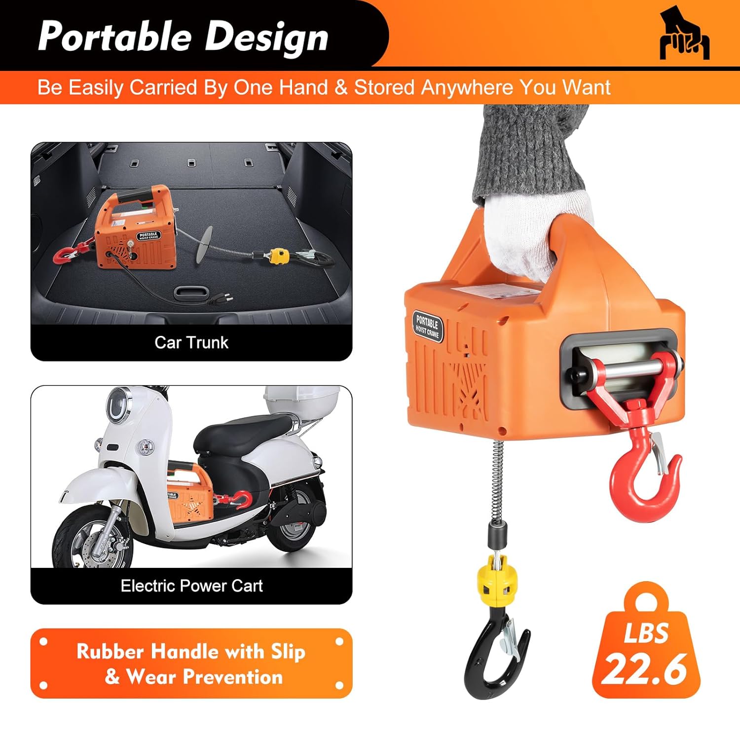 660LBS 110V 1500W Electric Hoist Winch with Wired and Wireless Remote Control Y255