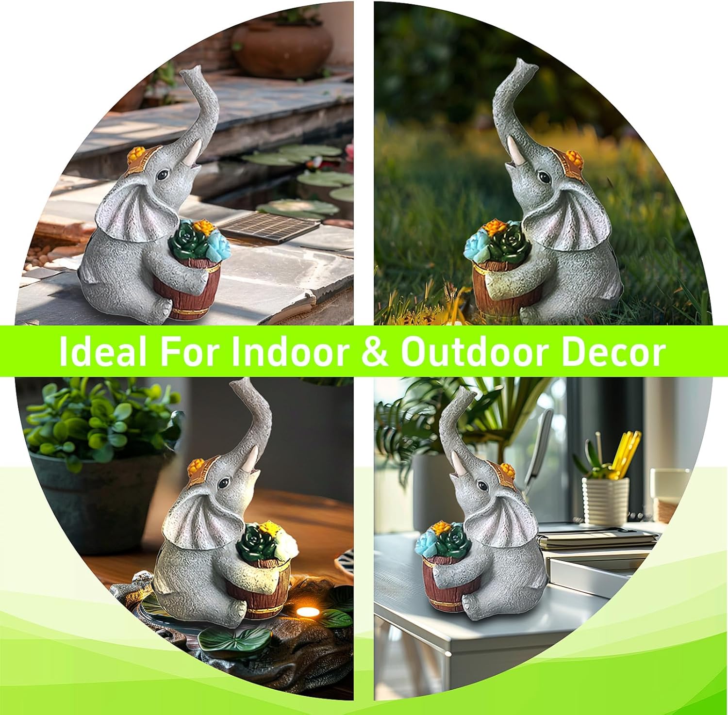 Solar Garden Elephant Statue Lights Z543831