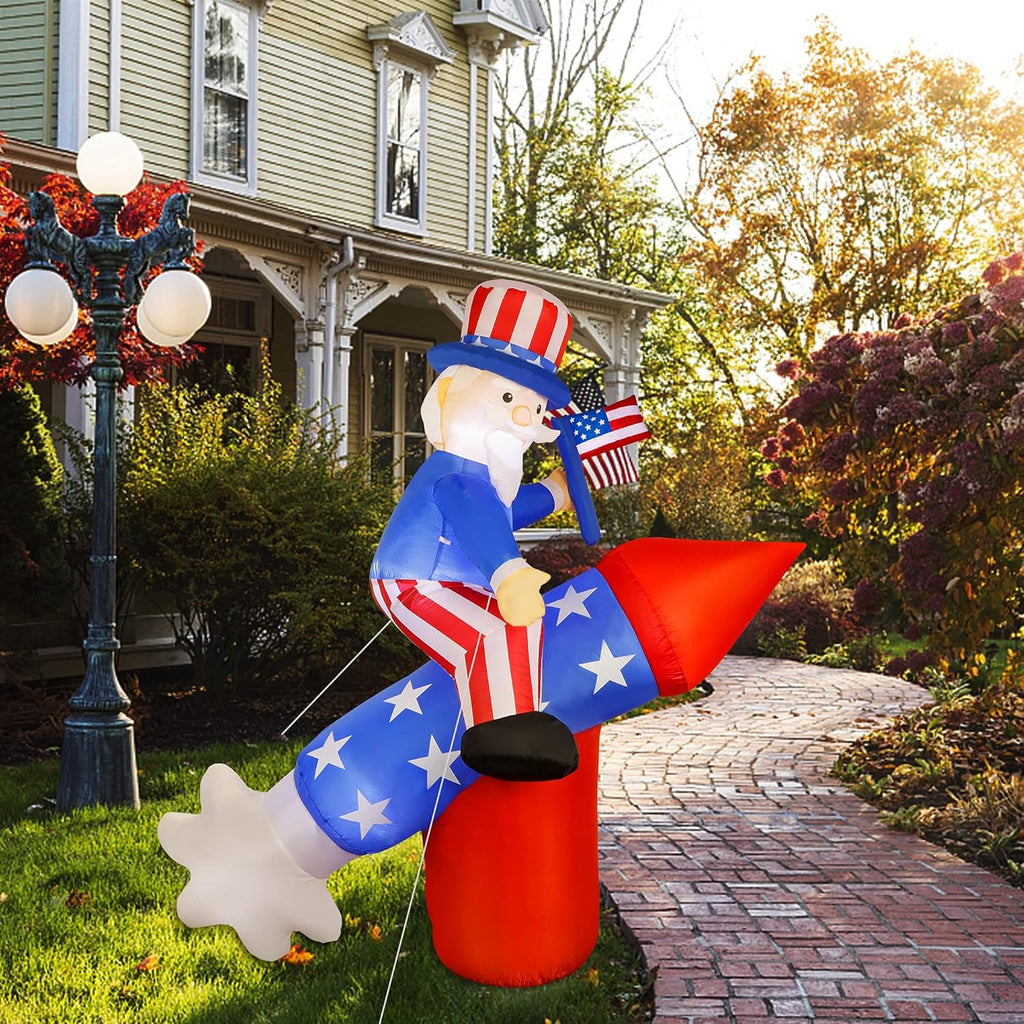 5.6 FT Inflatable Uncle Sam on Rocket with LED R288928