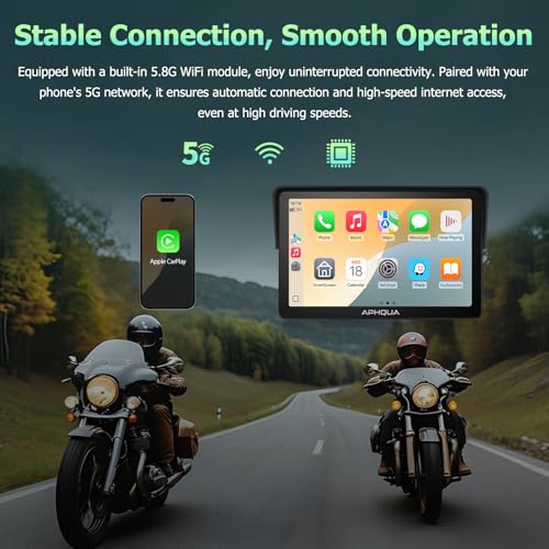 7-Inch Motorcycle GPS Navigation System with Apple CarPlay & Android Auto, Waterproof Touchscreen, Bluetooth, IP67 Waterproof Q439