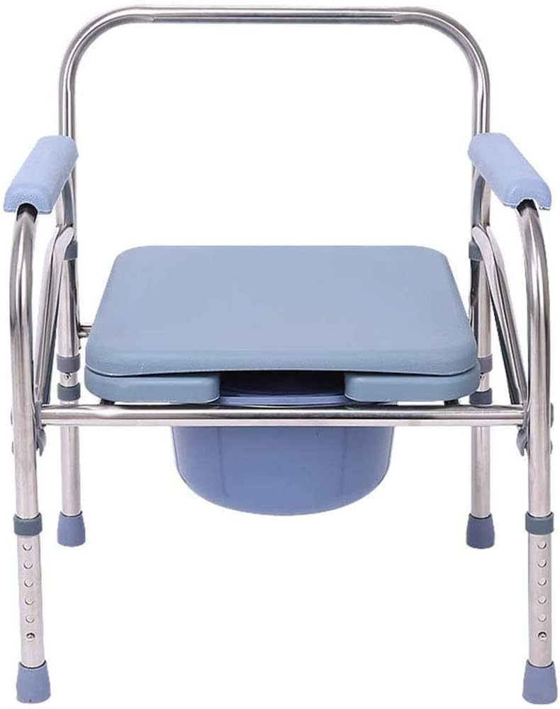 Portable Bedside Commode Chair, Non Slip Mobile Toilet, Adjustable Height Extra Wide with Bucket Splash Guard X10864