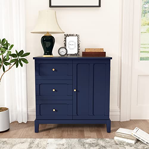 Green Wooden Accent Cabinet with 3 Drawers and Door K38566