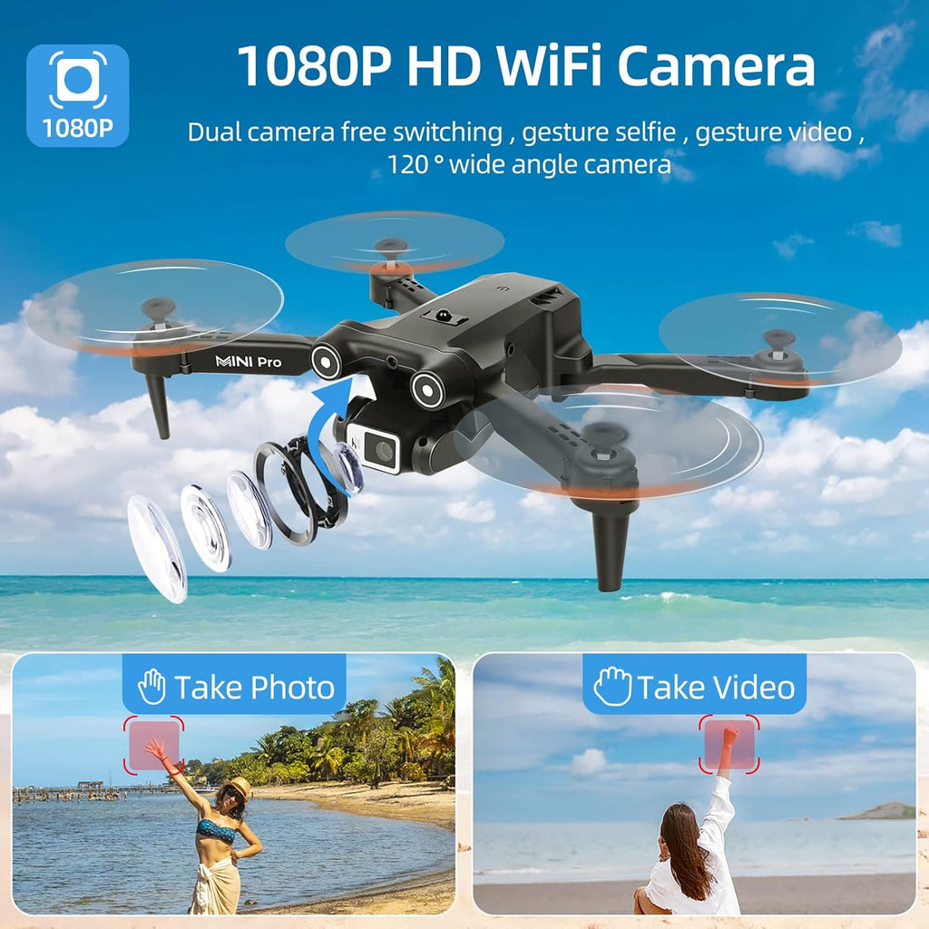 1080P HD FPV Mini Drone with Carrying Case, 2 Batteries X26900