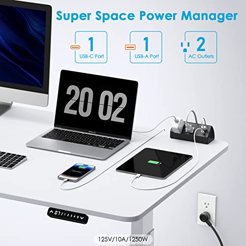 Black 6FT Surge Protector Desk Power Strip with USB C H61248