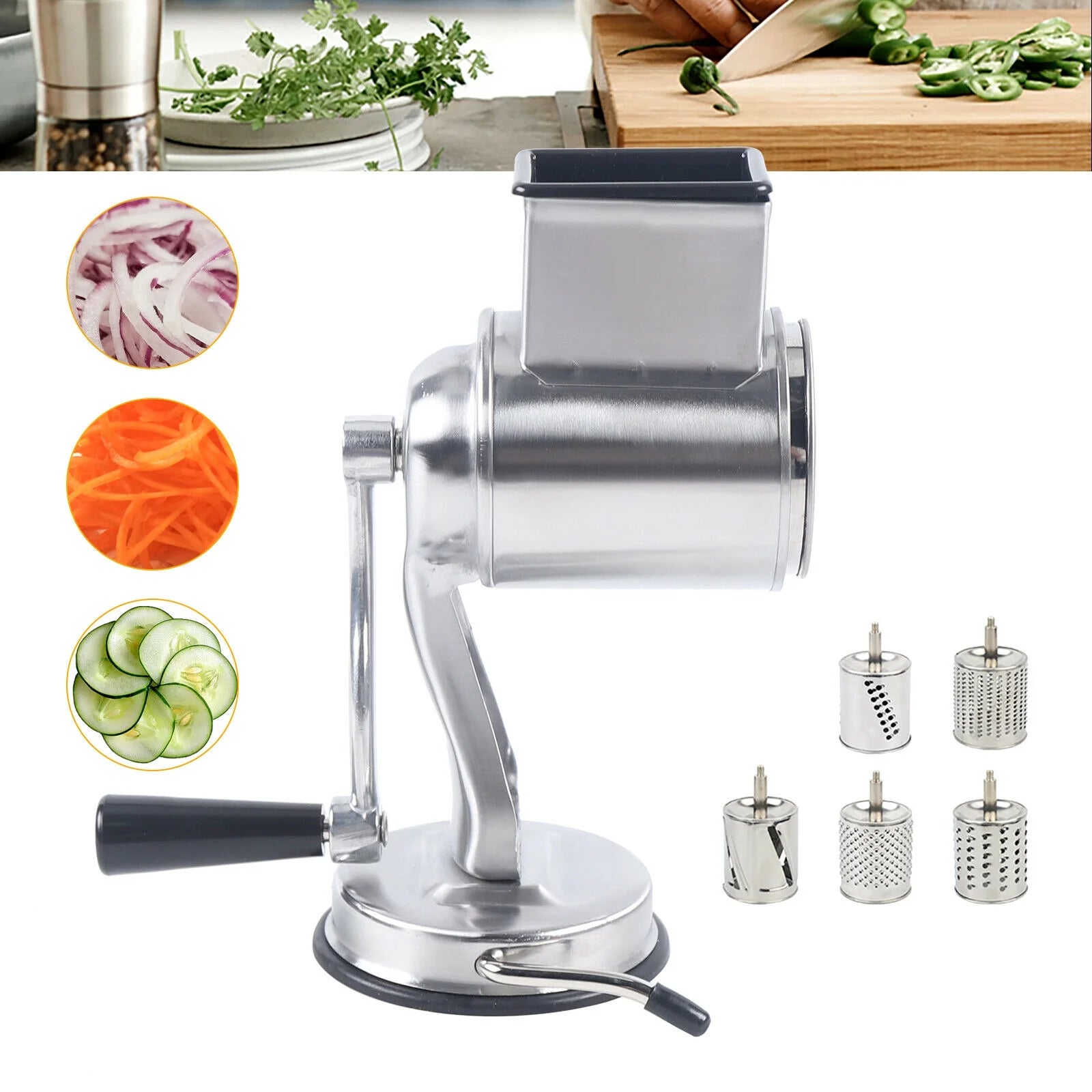 Stainless Steel Rotary Drum Grater with 5 Drums N547748