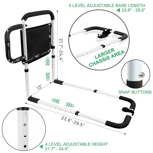 Adjustable Bed Safety Rail with Motion Light & Storage Pocket W523879