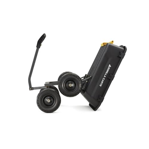 Heavy-Duty Steel Frame Dump Cart with 600 lb Capacity and No-Flat 10-Inch Tires F759