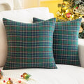 Pack of 2 Green Plaid Decorative Throw Pillow Covers, 20 x 20 Inches H31298
