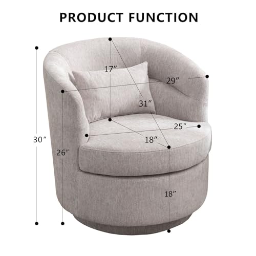 Grey Swivel Barrel Chair with Pillow G6965