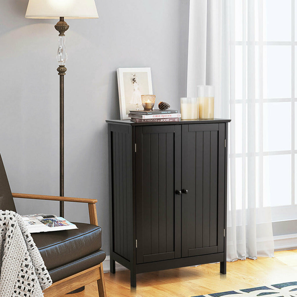Brown Double Door Bathroom Floor Storage Cabinet F64470