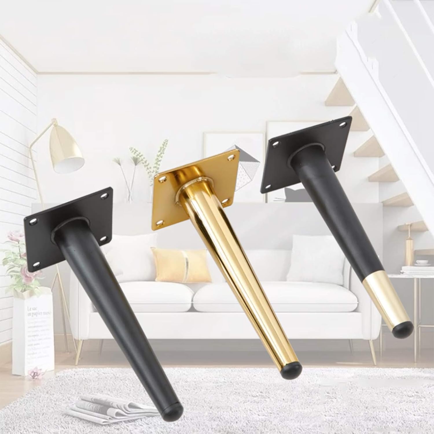 Titanium Gold 20cm Solid Metal Furniture Legs V647737
