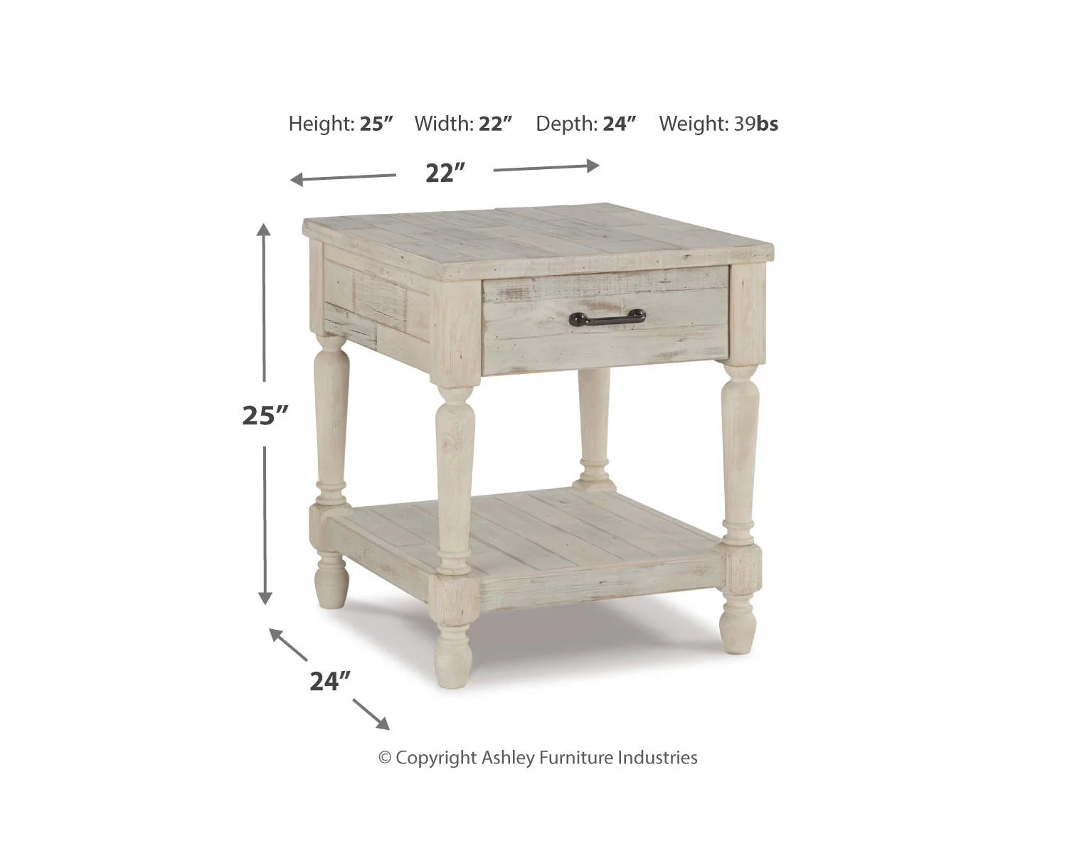 Whitewash End Table C535