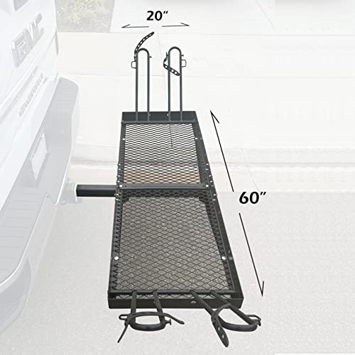 60 inch x 20 inch 500 lb. Capacity 2 in 1 Hitch Mount Cargo Carrier Rack and 2 Bike Rack Z980378