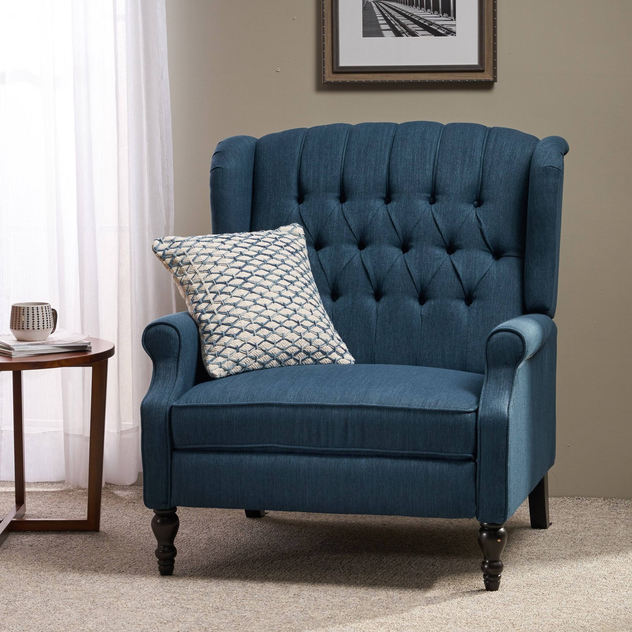 Oversized Tufted Fabric Push Back Recliner W8009
