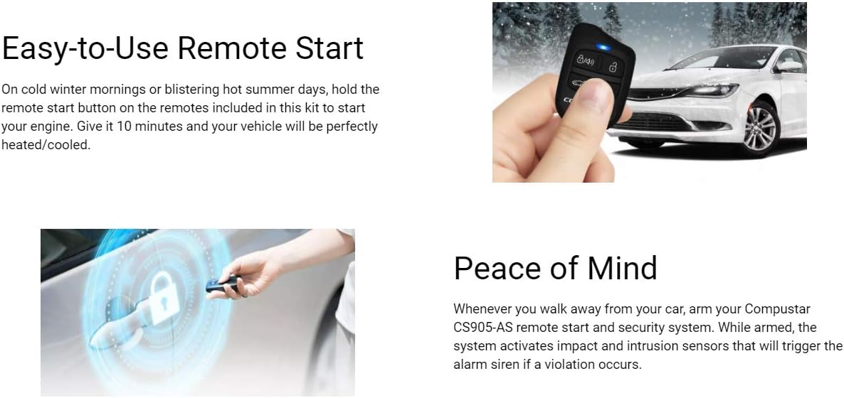 4 Button 1 Way Alarm & Remote Start System 1500' Range E423