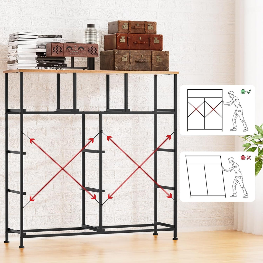 Black 9 Drawer Dresser with Steel Frame and Wood Top Q72060