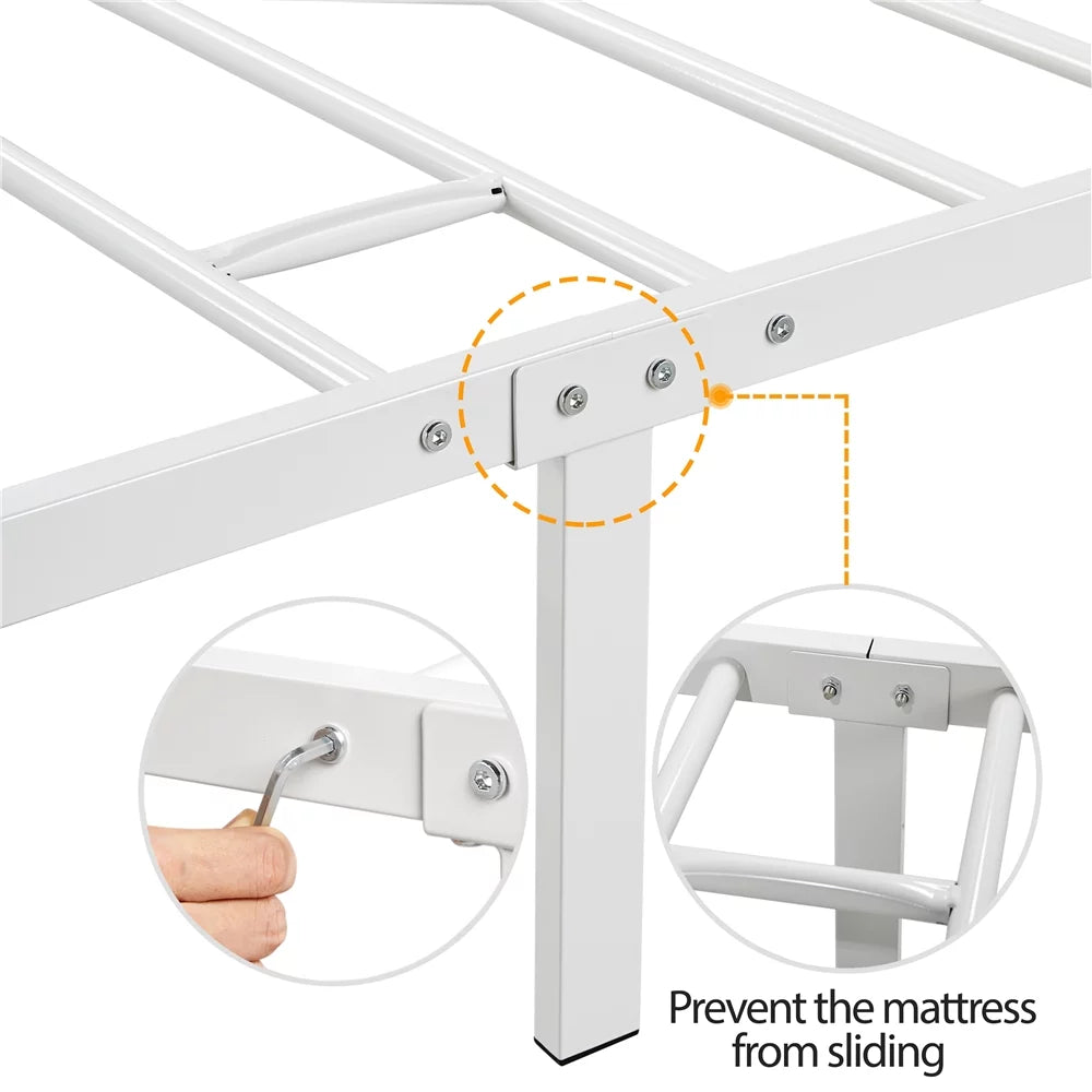 White Twin Metal Canopy Bed Frame with Headboard and Footboard G966182