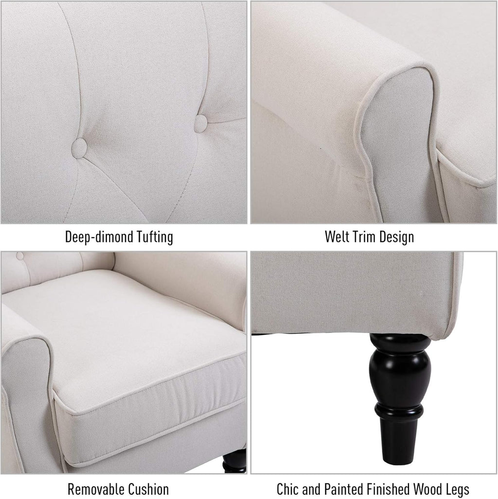 Cream White Button-Tufted Accent Chair Set of 2 I539924
