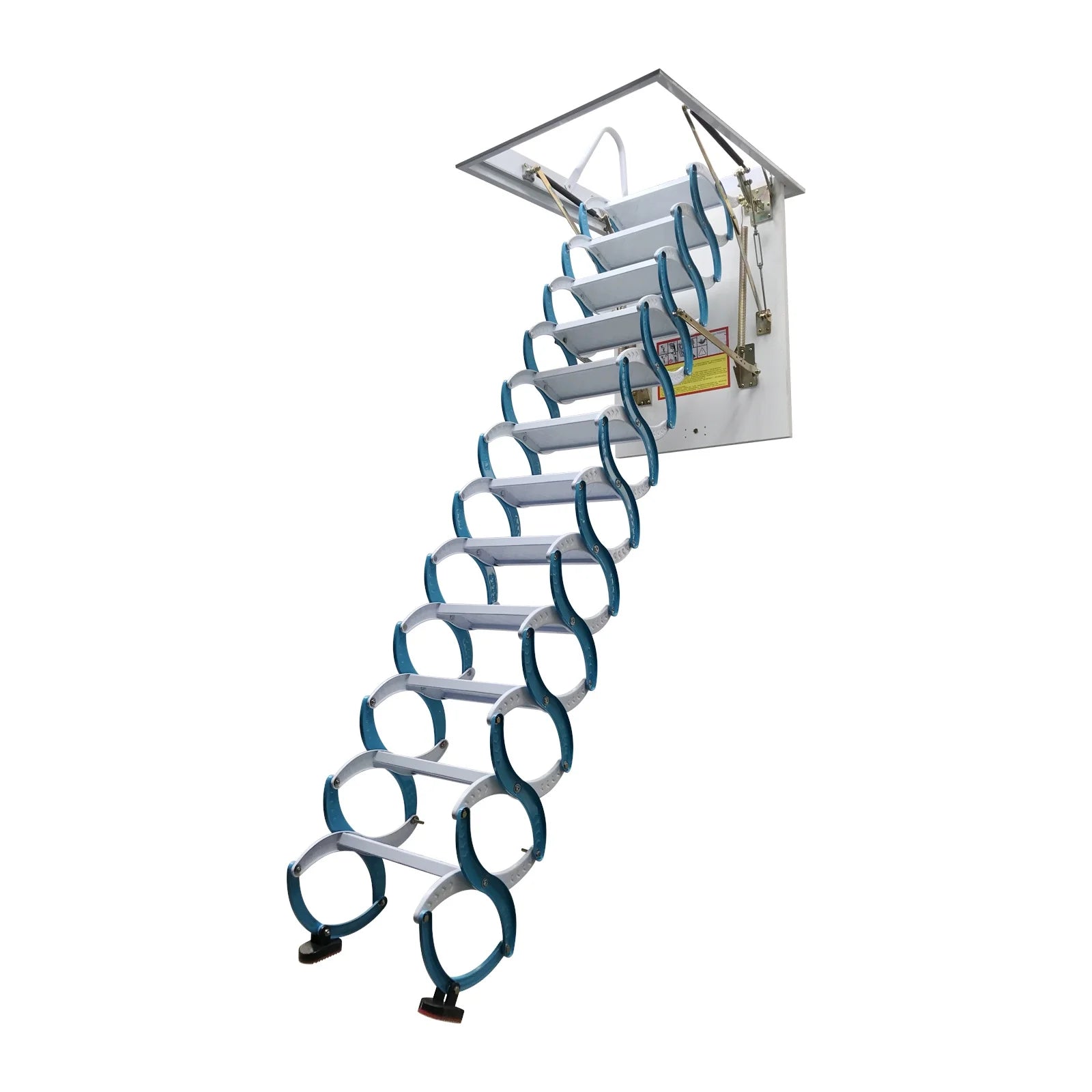 Blue-White Carbon Steel Attic Extension Ladder 9.8ft V66626